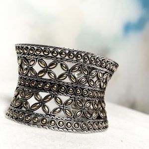 John Hardy 18k + sterling Kawung Flower cuff bracelet